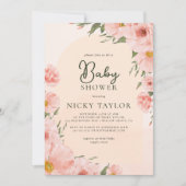 Waterverf Blush Pink Baby shower Kaart (Voorkant)