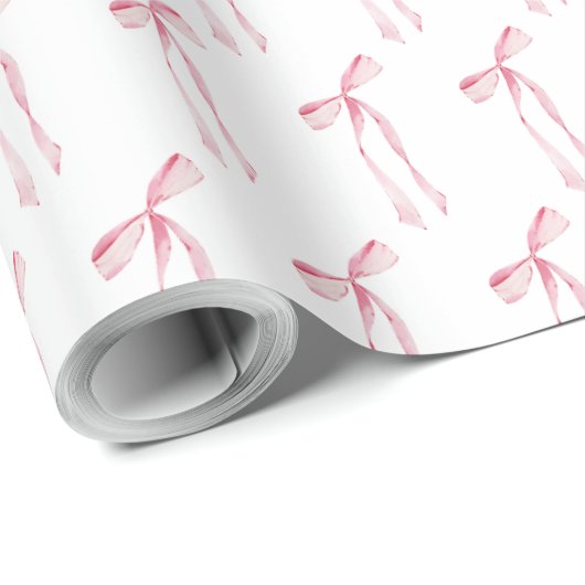 Waterverf Blush Pink Bow Cadeaupapier (Rol Hoek)
