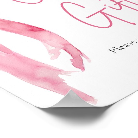 Waterverf Blush Pink Bow Kaarten en geschenken tek Poster (Hoek)