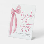 Waterverf Blush Pink Bow Kaarten en geschenken tek Reclamebord Met Voetstuk (Voorkant)
