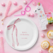 Waterverf Blush Pink Bow Verjaardag Papieren Bordje (Feest)