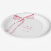 Waterverf Blush Pink Bow Verjaardag Papieren Bordje (Gekanteld)