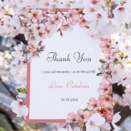 Waterverf Blush Pink Cherry Blossom Elegant Bedankkaart