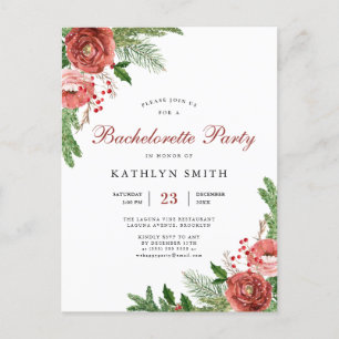 Waterverf Blush Pink Floral Bachelorette Uitnodiging Briefkaart