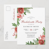 Waterverf Blush Pink Floral Bachelorette Uitnodiging Briefkaart (Voorkant / Achterkant)