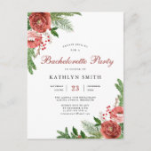 Waterverf Blush Pink Floral Bachelorette Uitnodiging Briefkaart (Voorkant)