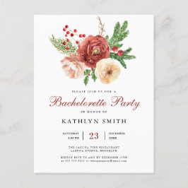 Waterverf Blush Pink Floral Bachelorette Uitnodiging Briefkaart
