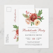 Waterverf Blush Pink Floral Bachelorette Uitnodiging Briefkaart (Voorkant / Achterkant)