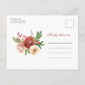 Waterverf Blush Pink Floral Bachelorette Uitnodiging Briefkaart (Achterkant)