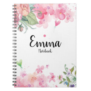  Waterverf Blush Pink Floral Boho Rozen niet Notitieboek