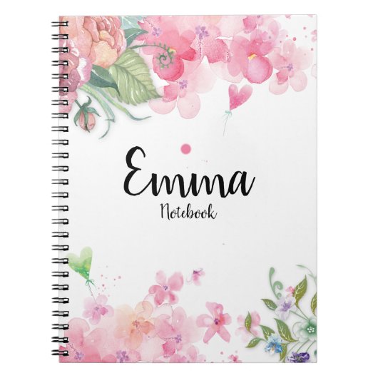 Waterverf Blush Pink Floral Boho Rozen niet Notitieboek (Voorkant)