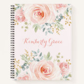  Waterverf Blush Pink Floral Boho Rozen Notitieboek (Voorkant)