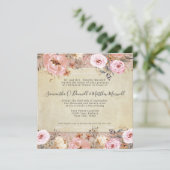 Waterverf Blush Pink Floral  Franse kant Kaart (Staand voorkant)