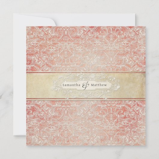 Waterverf Blush Pink Floral  Franse kant Kaart (Achterkant)