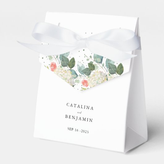 Waterverf Blush Pink Floral Geometric Wedding Bedankdoosjes (Voorkant Zijde)