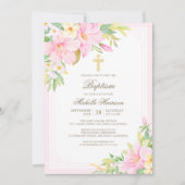 Waterverf Blush Pink Floral Girl Baptisme Kaart (Voorkant)