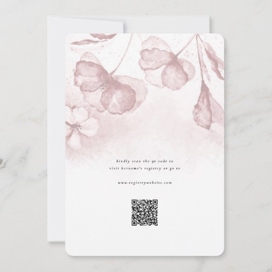 Waterverf Blush Pink Floral QR Vrijgezellenfeest Kaart (Achterkant)