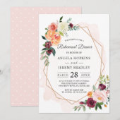 Waterverf Blush Pink Floral Rehearsal Dinner Kaart (Voorkant / Achterkant)