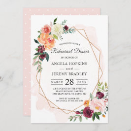 Waterverf Blush Pink Floral Rehearsal Dinner Kaart