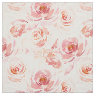 Waterverf Blush Pink Floral Roos Stof