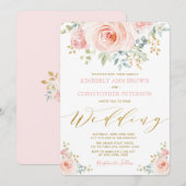  Waterverf Blush Pink Floral Roos Weddenschap Kaart (Voorkant / Achterkant)