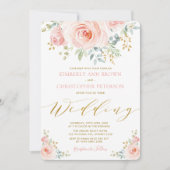 Waterverf Blush Pink Floral Roos Weddenschap Kaart (Voorkant)