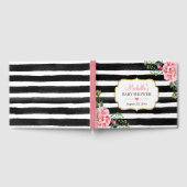 Waterverf Blush Pink Floral Stripes Baby shower Gastenboek (Volledig)