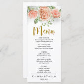 Waterverf Blush Pink Floral Weddenrenmenu Menu (Voorkant / Achterkant)