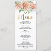 Waterverf Blush Pink Floral Weddenrenmenu Menu (Voorkant)