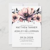 Waterverf Blush Pink Floral Wedding Kaart (Voorkant)