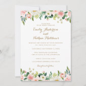 Waterverf Blush Pink Floral Wedding Kaart (Voorkant)