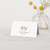 Waterverf Blush Pink Floral Wedding Table Plaatskaartje (Achterkant)
