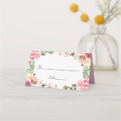 Waterverf Blush Pink Floral Wedding Table Plaatskaartje (Voorkant)