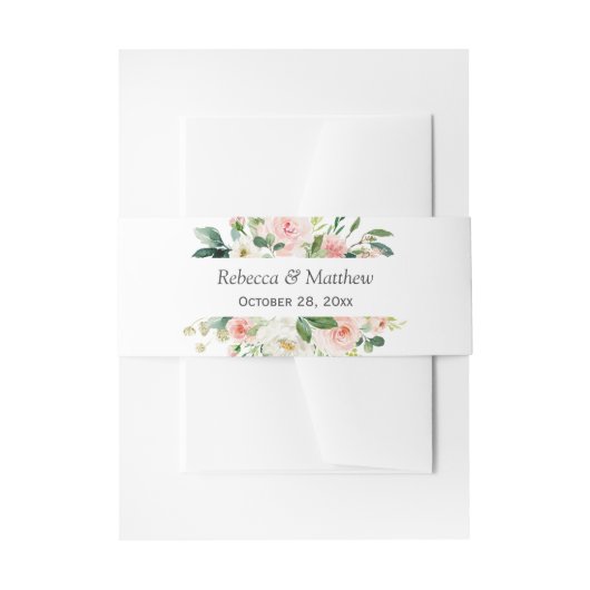 Waterverf Blush Pink Floral Wedding Uitnodigingen Wikkel (Voorkant Voorbeeld)