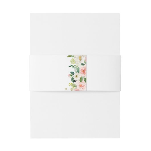 Waterverf Blush Pink Floral Wedding Uitnodigingen Wikkel (Achterkant Voorbeeld)