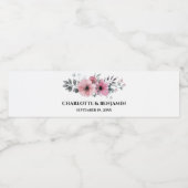 Waterverf Blush Pink Floral Wedding Waterfles Etiket (Enkel label)