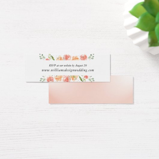 Waterverf Blush Pink Floral Wedding Website Kaart (Bureau)