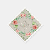 Waterverf Blush Pink Floral Wreath Rustic Elegant Servetten (Hoek)