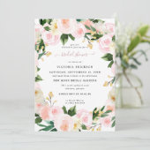 Waterverf Blush Pink Florals Vrijgezellenfeest Kaart (Staand voorkant)