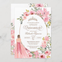 Waterverf Blush Pink Flowers Floral Quinceanera