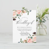 Waterverf Blush Pink Flowers Spring Wedding Kaart (Staand voorkant)