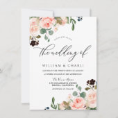 Waterverf Blush Pink Flowers Spring Wedding Kaart (Voorkant)