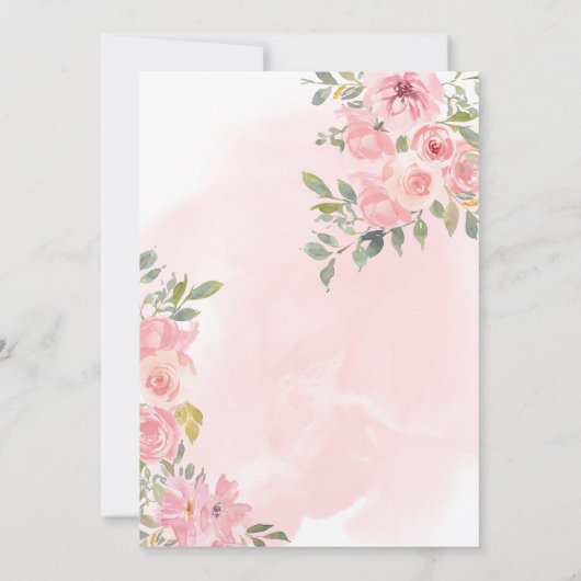 Waterverf Blush Pink Flowers Sweet 16 Birthday Kaart (Achterkant)