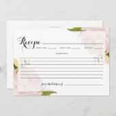 Waterverf Blush Pink Garden Rozen Recipe Kaart (Voorkant / Achterkant)