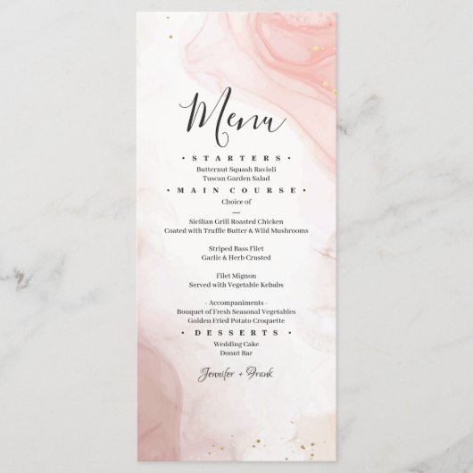 Waterverf Blush Pink Gold Ink Menu (Voorkant)
