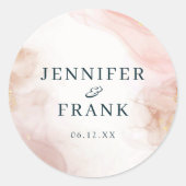 Waterverf Blush Pink Gold Ink Ronde Sticker (Voorkant)