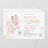 Waterverf Blush Pink Gum Eucalyptus Brunch Bubble Kaart (Voorkant / Achterkant)