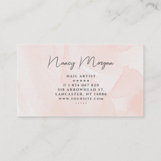 Waterverf Blush Pink handgeschreven script Visitekaartje (Achterkant)