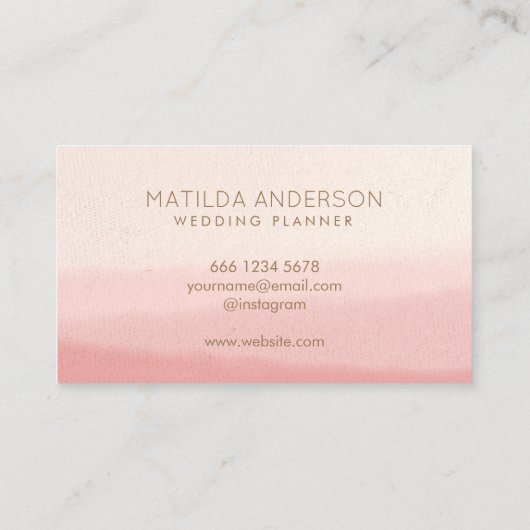 Waterverf | Blush Pink Modern Minimalist Visitekaartje (Achterkant)