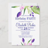 Waterverf Blush Pink Navy Bloemen Verjaardagsfeest Kaart (Voorkant)